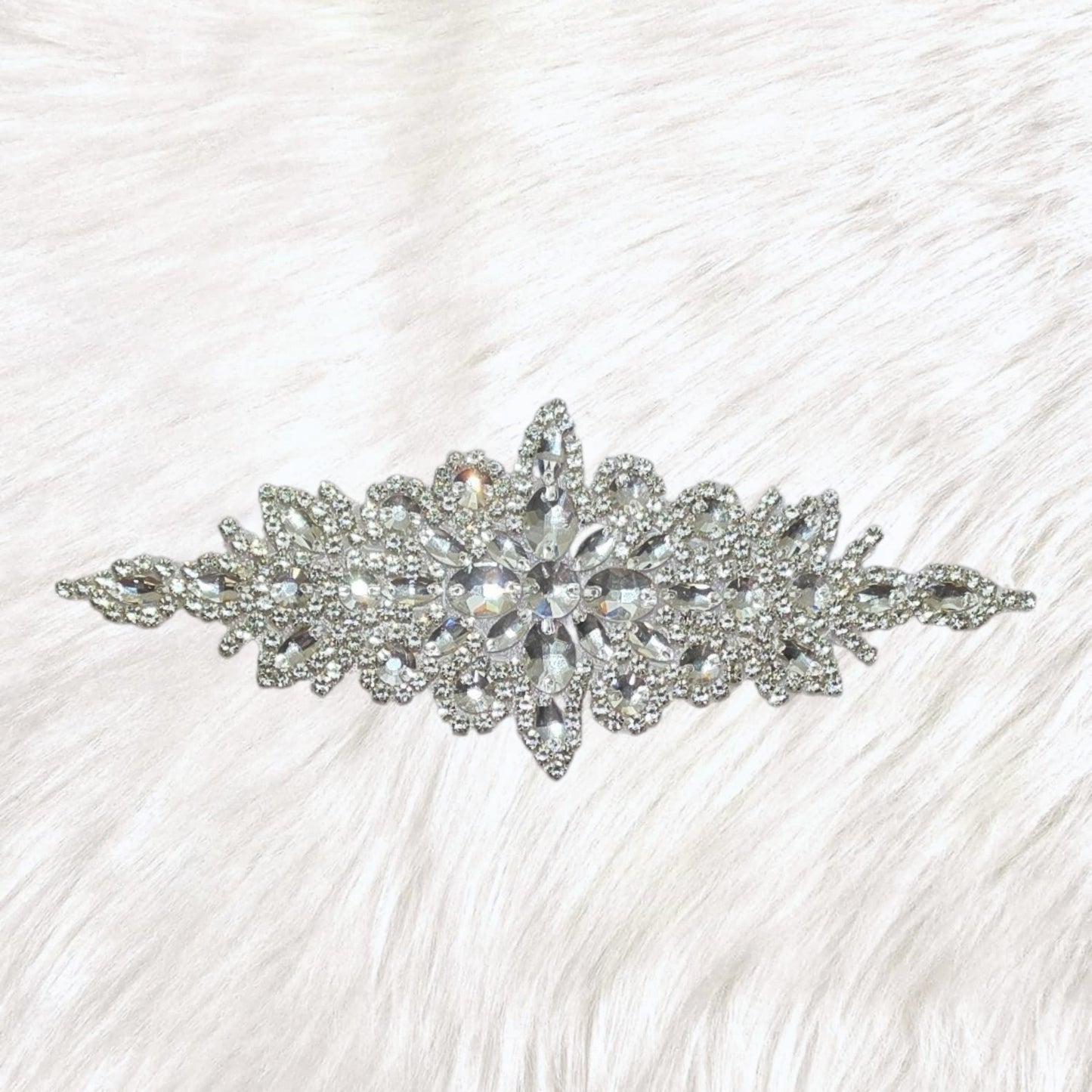 Radiance Crest Crystal Silver Rhinestone Iron-On Patch