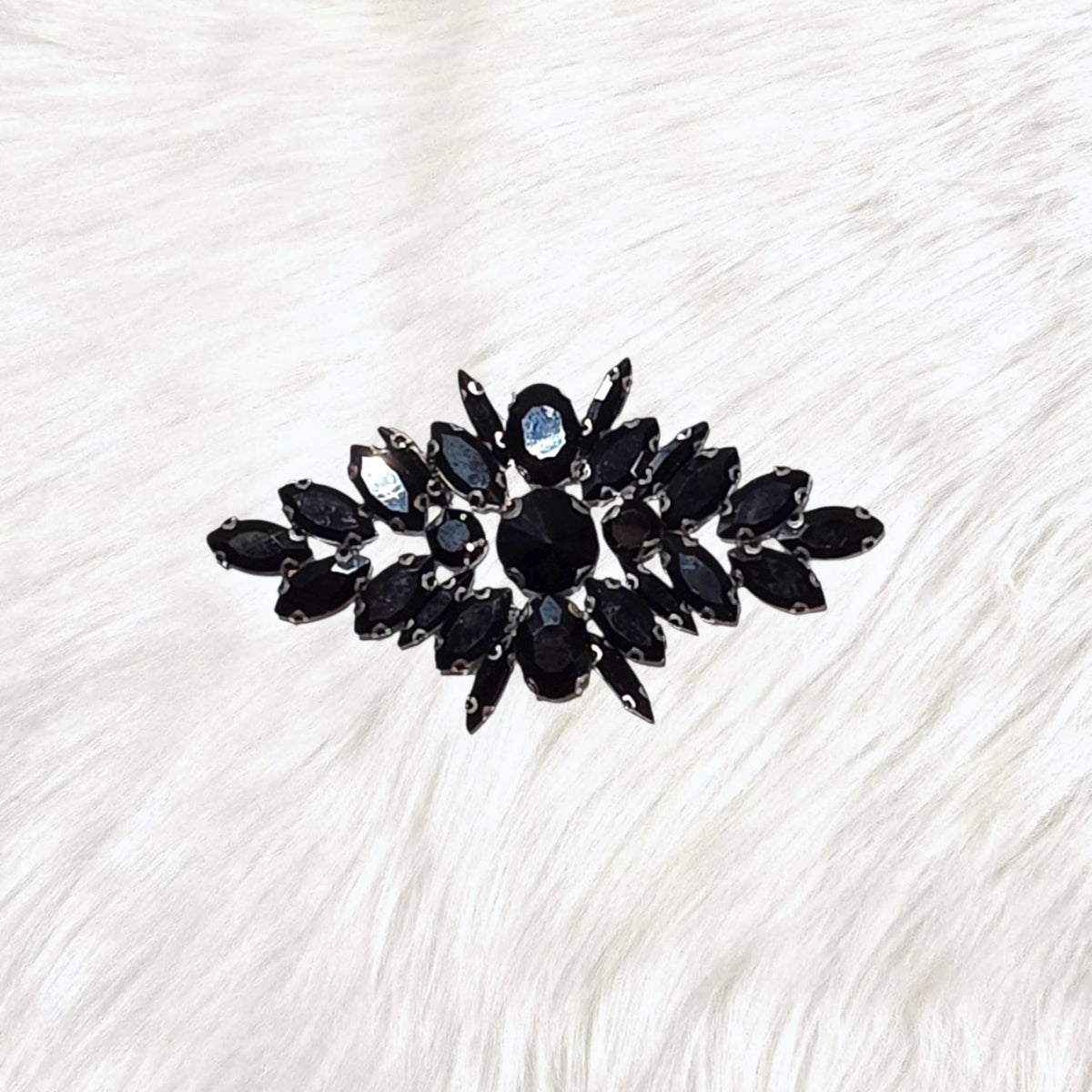 Adorn Crest Black Rhinestone Iron-On Patch