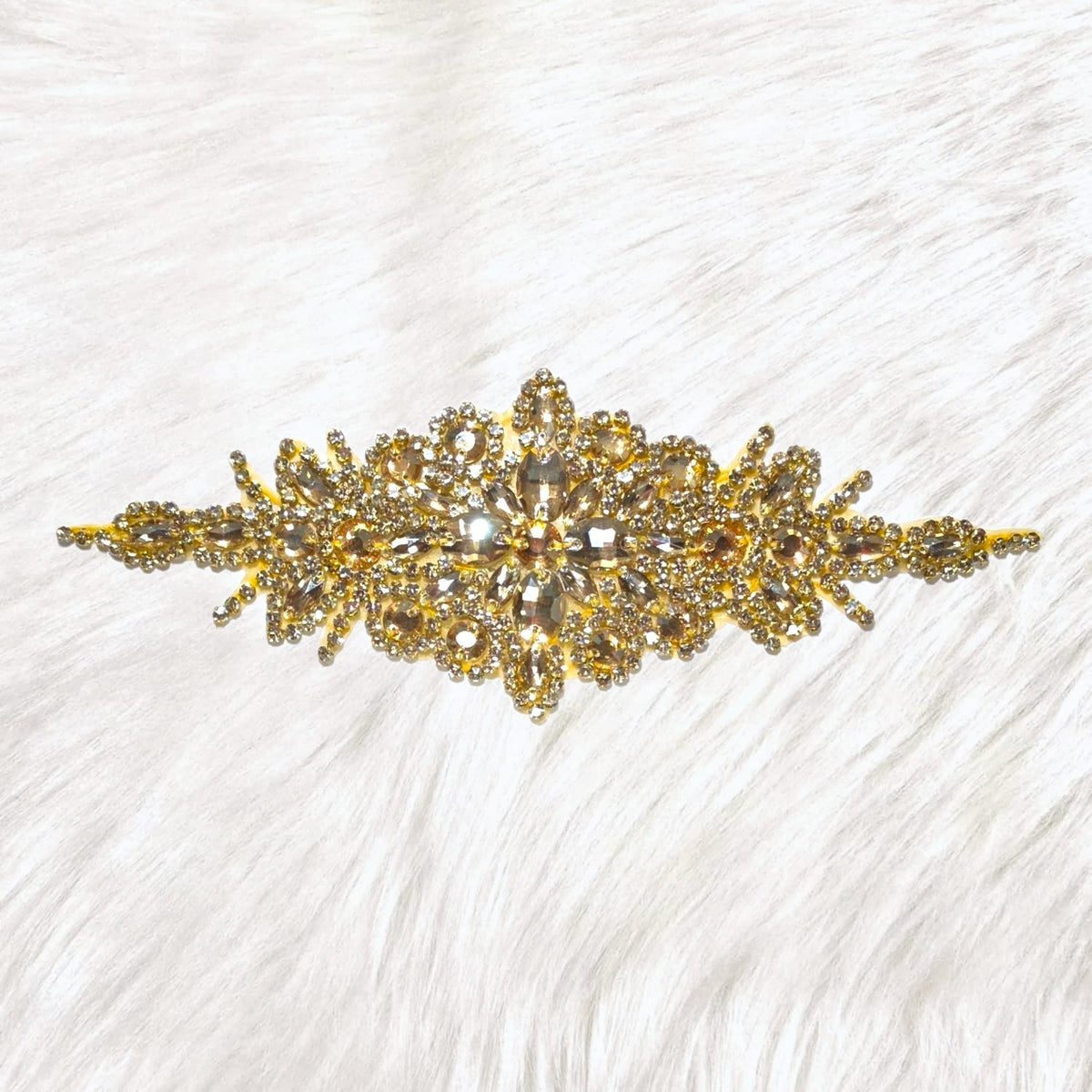 Radiance Crest Gold Champagne Rhinestone Iron-On Patch