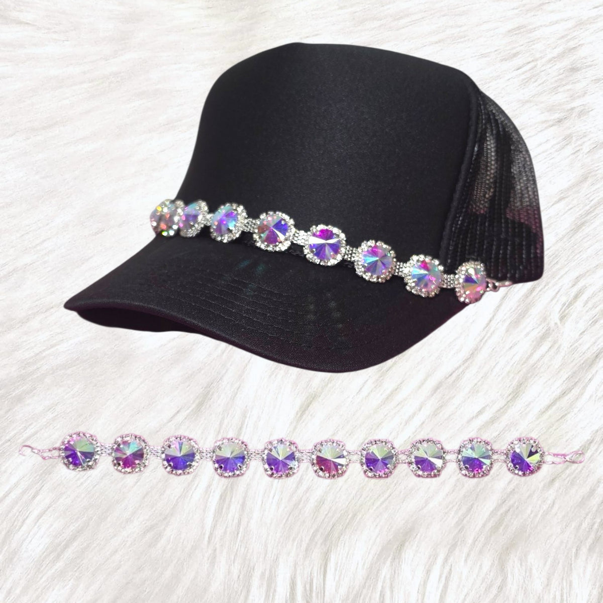 Circle Halo Bling AB Trucker Hat Chain