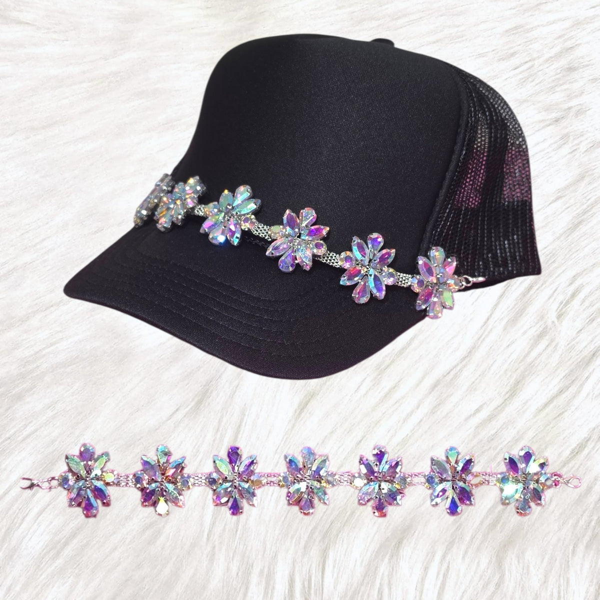 Flower Bling AB Trucker Hat Chain
