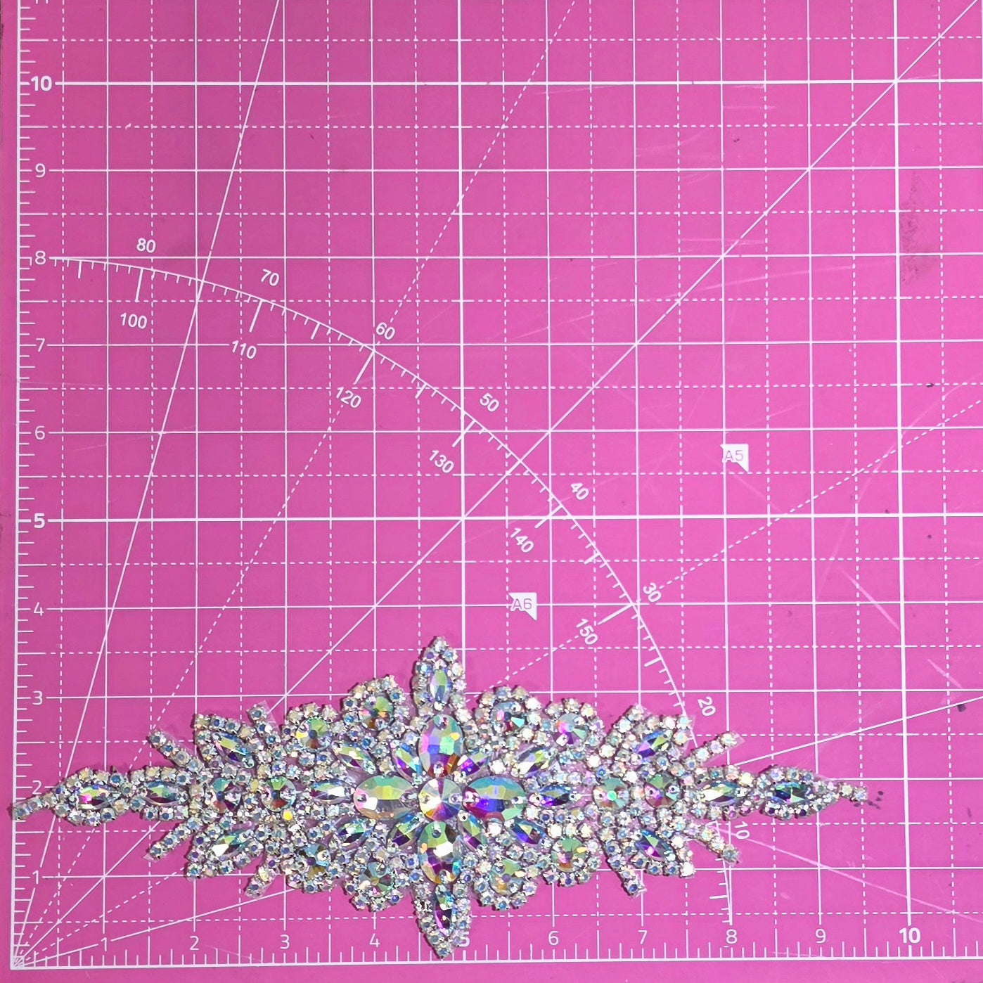Radiance Crest AB Silver Rhinestone Iron-On Patch