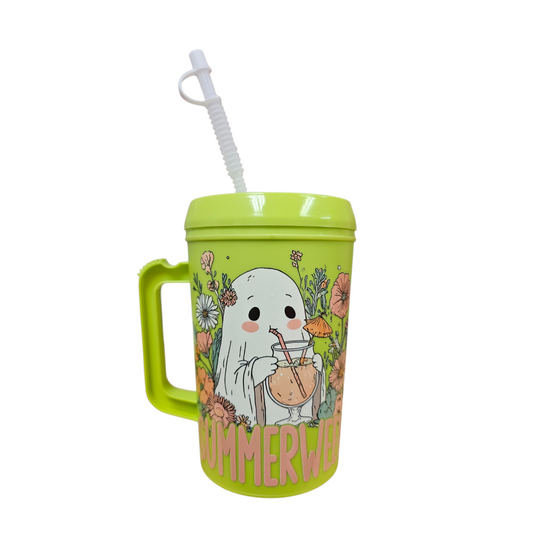 Summerween Vintage Ghost Flowers HIP SIPS Mega Mug 34oz