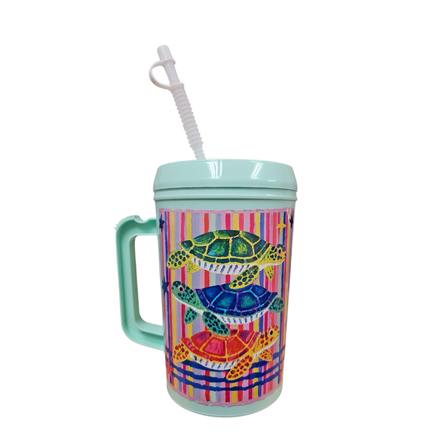Sea Turtles Retro Plaid HIP SIPS Mega Mug 34oz