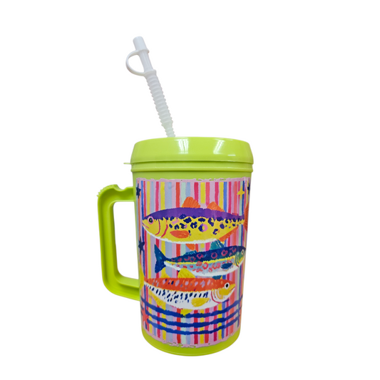 Sardine Fish Retro Plaid HIP SIPS Mega Mug 34oz