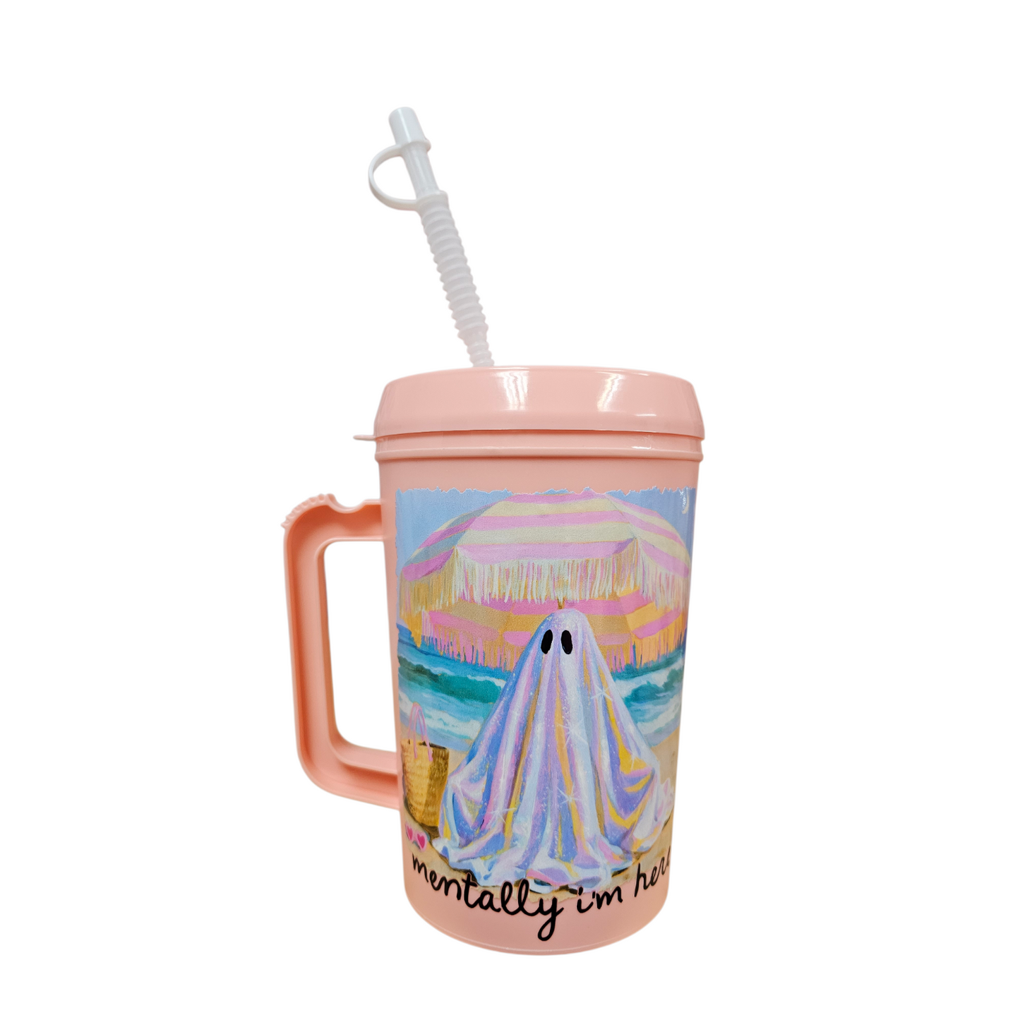 Mentally I'm Here Beach Ghost HIP SIPS Mega Mug 34oz