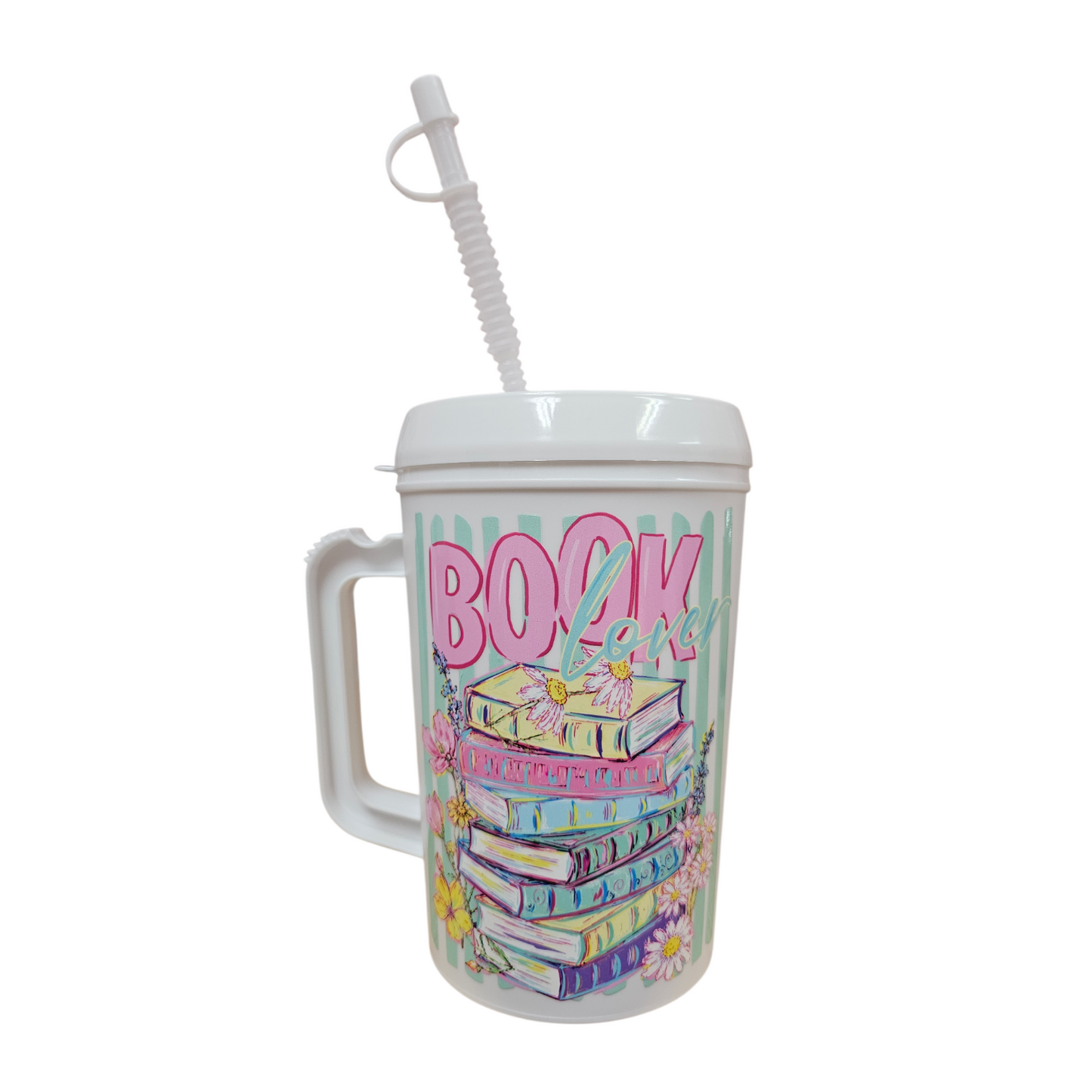 Book Lover Pink Flowers HIP SIPS Mega Mug 34oz