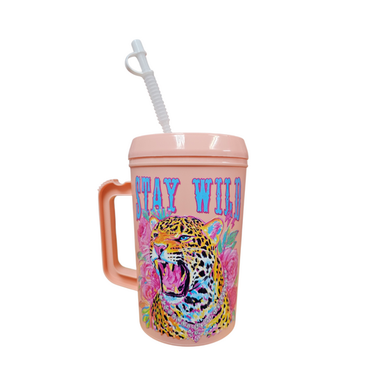 Stay Wild Leopard Cheetah HIP SIPS Mega Mug 34oz