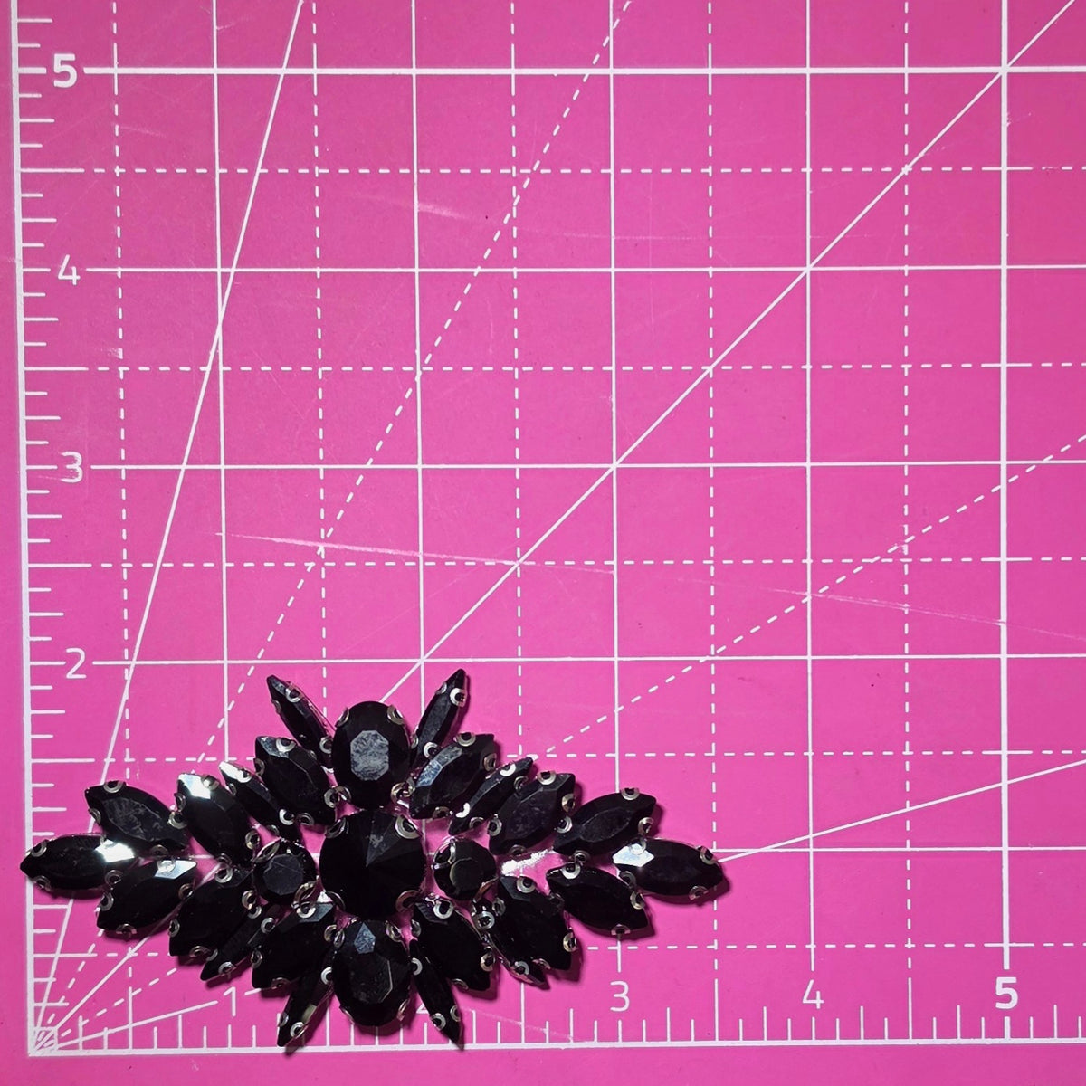 Adorn Crest Black Rhinestone Iron-On Patch