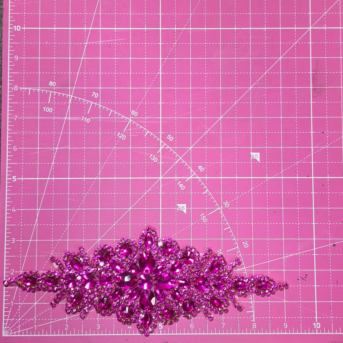 Radiance Crest Fuchsia Pink Rhinestone Iron-On Patch