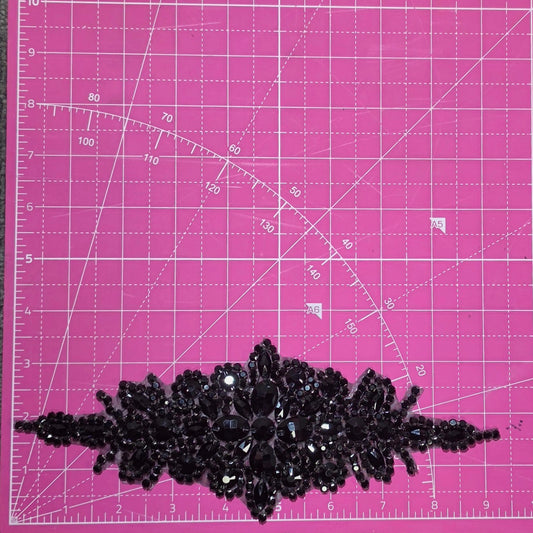 Radiance Crest Black Rhinestone Iron-On Patch