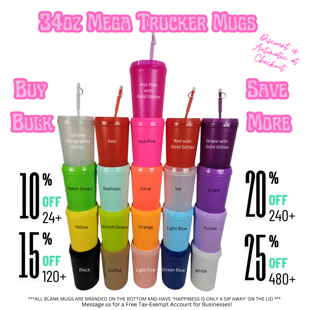 34oz Mega Trucker Mug Blanks by MITTEN MAMA