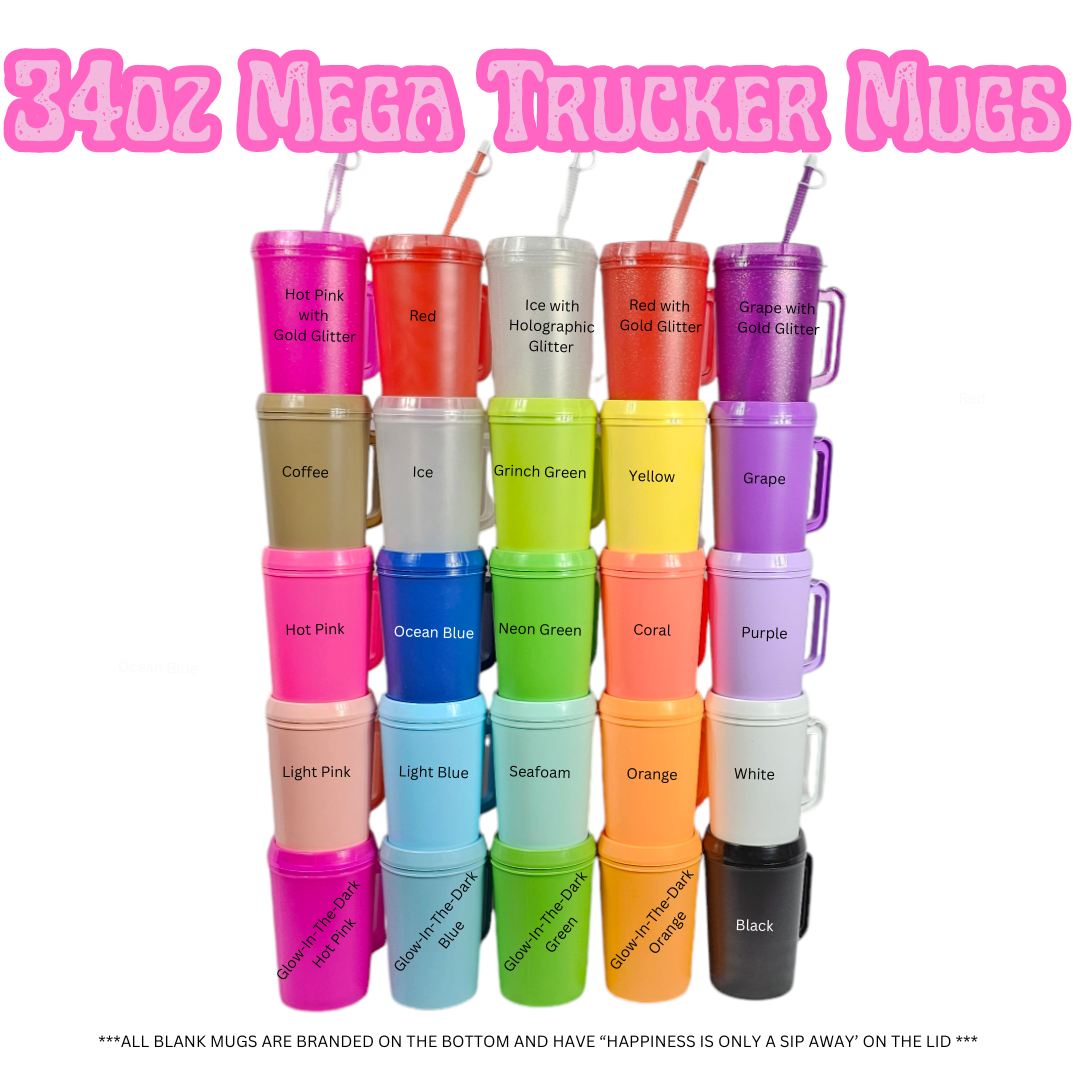 "Fueled By Iced Coffee and Anxiety" Mega Trucker Mug 34oz