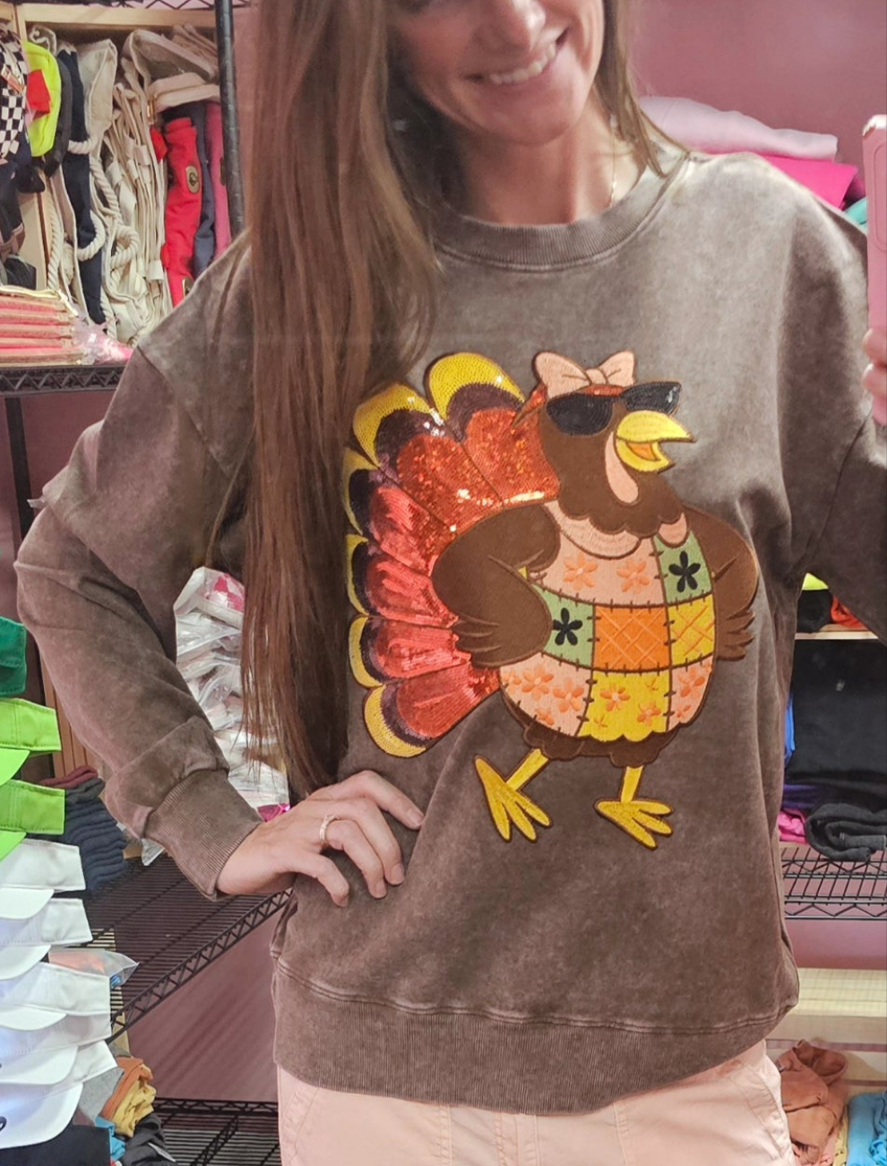 Thanksgiving Turkey Sunglasses Patchwork Quilt Large Iron on Patch