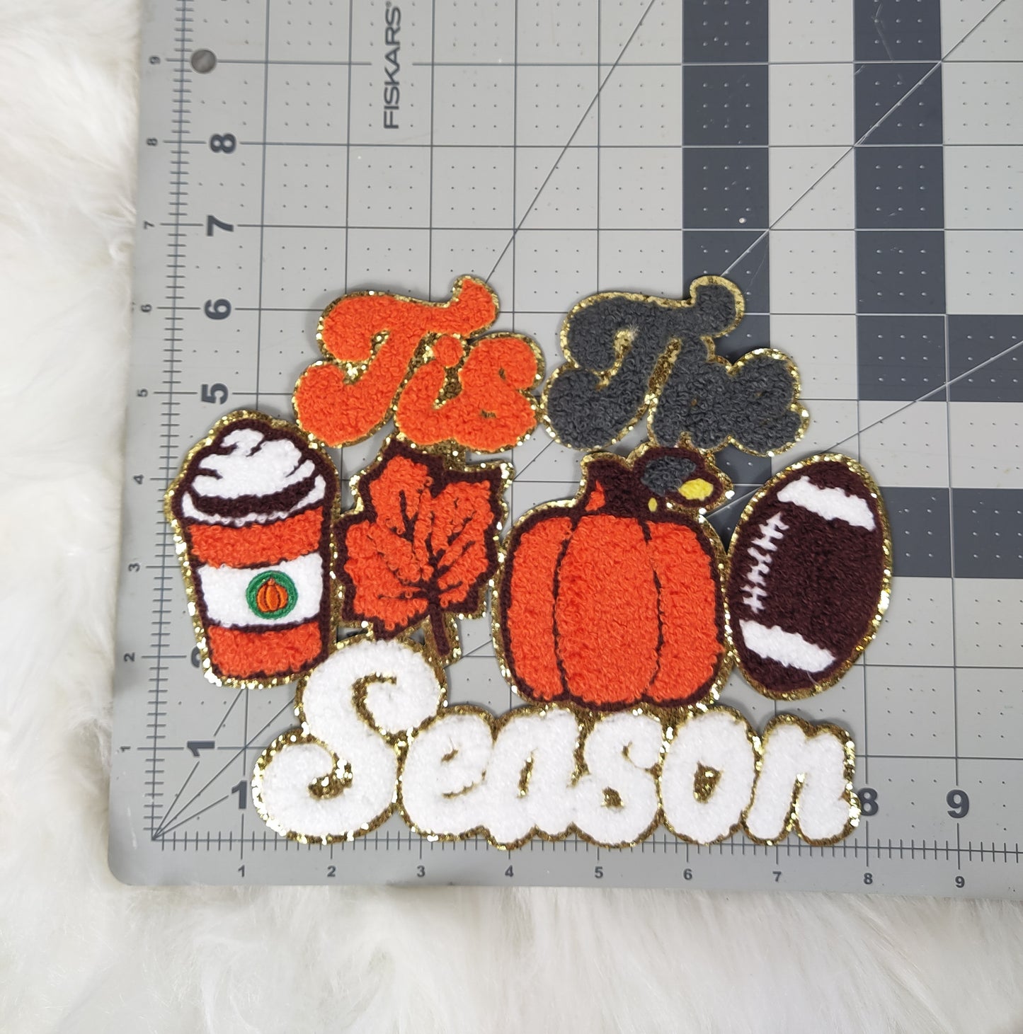 Tis The Season Chenille Glitter Iron On Patch