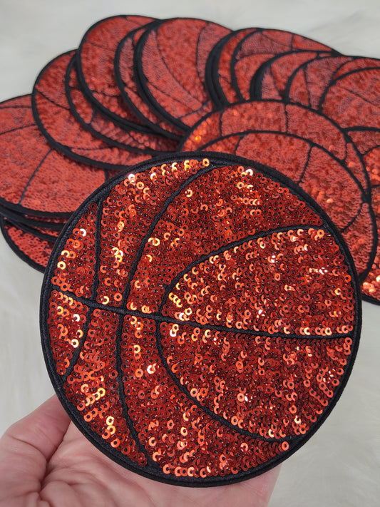 Orange Basketball Sequin Iron On Patch