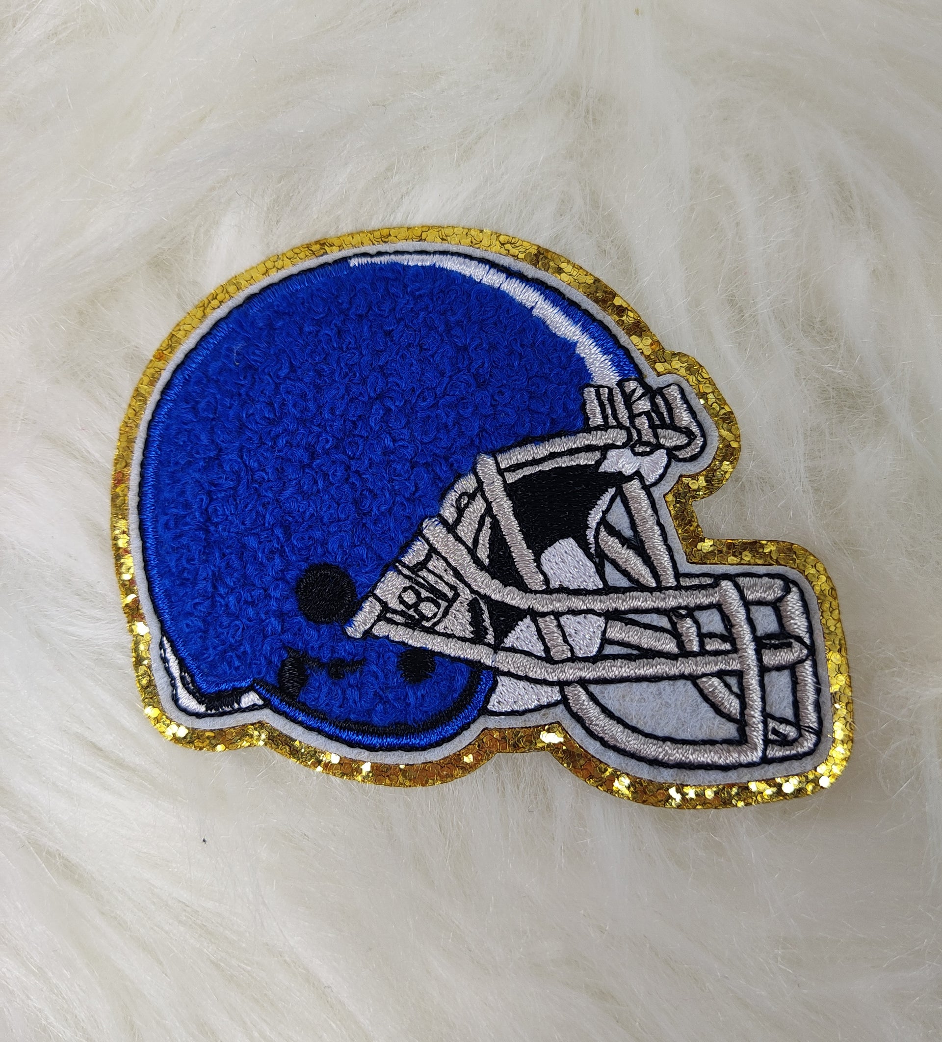 Football Chenille Gold Glitter Iron On Patch – Scratch Decor