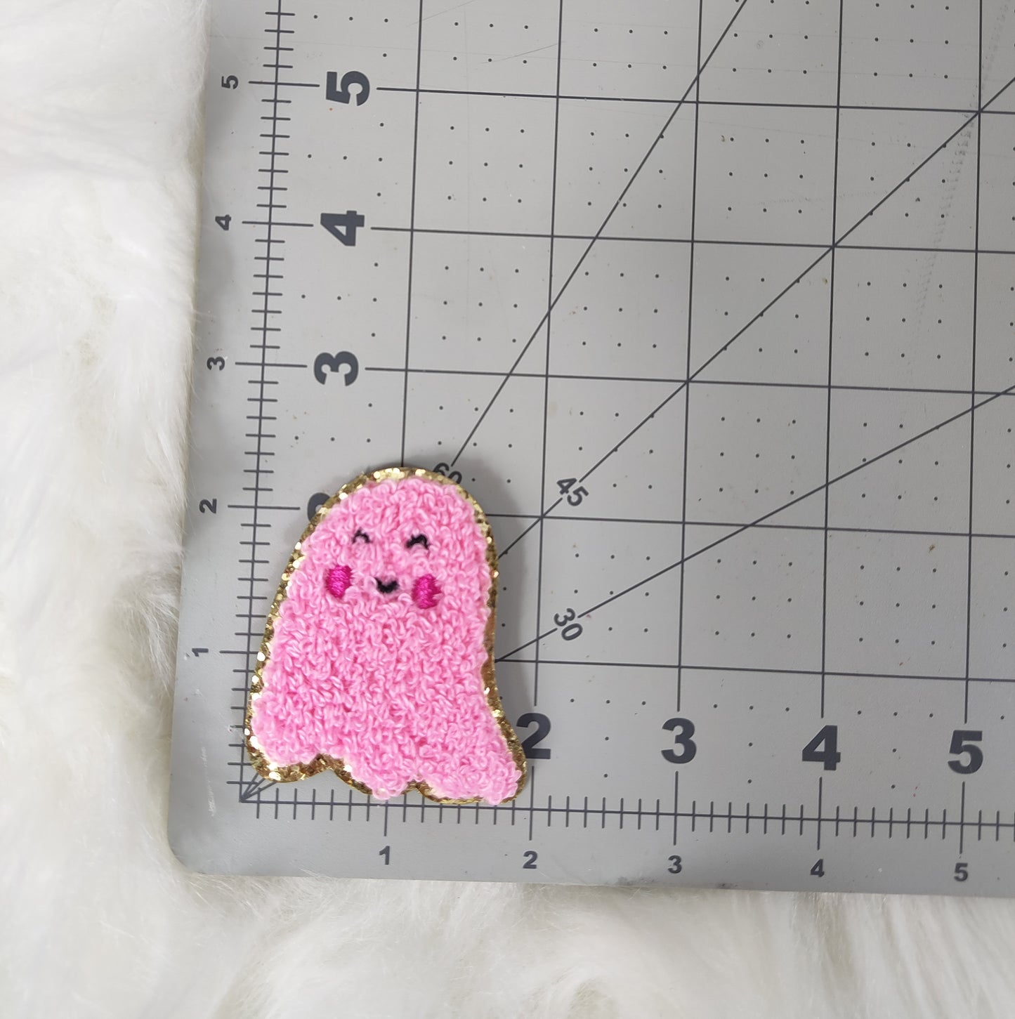 Pink Halloween Ghost Patches Gold Glitter Iron On Patch