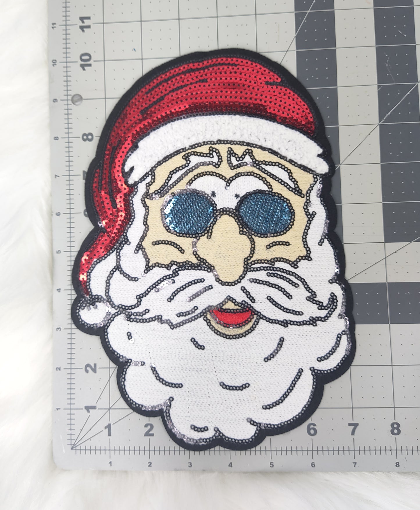 Large Sequin Santa Iron On Patch