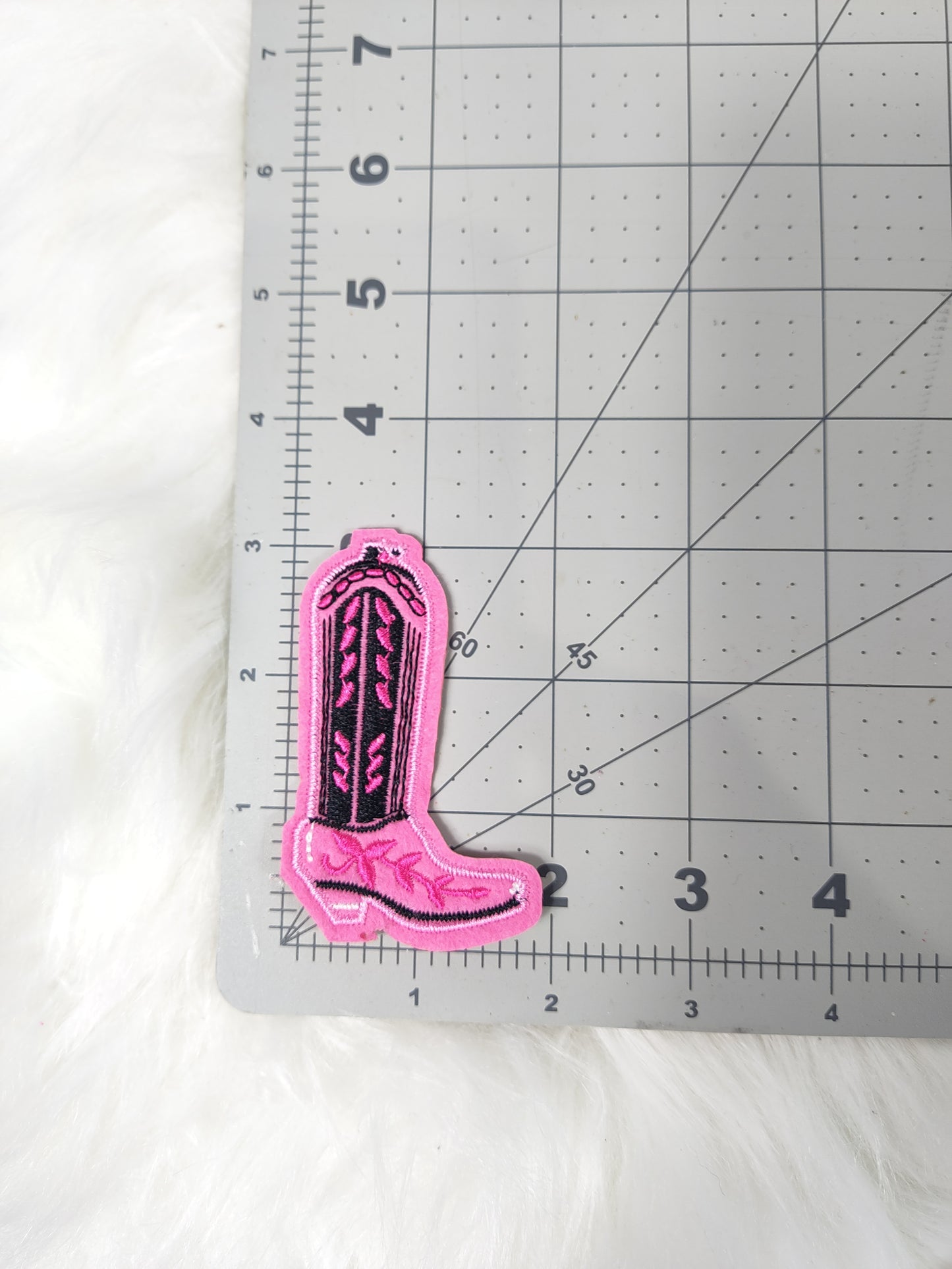 Pink and Black Cowgirl Boot Felt Embroidery Iron On Patch