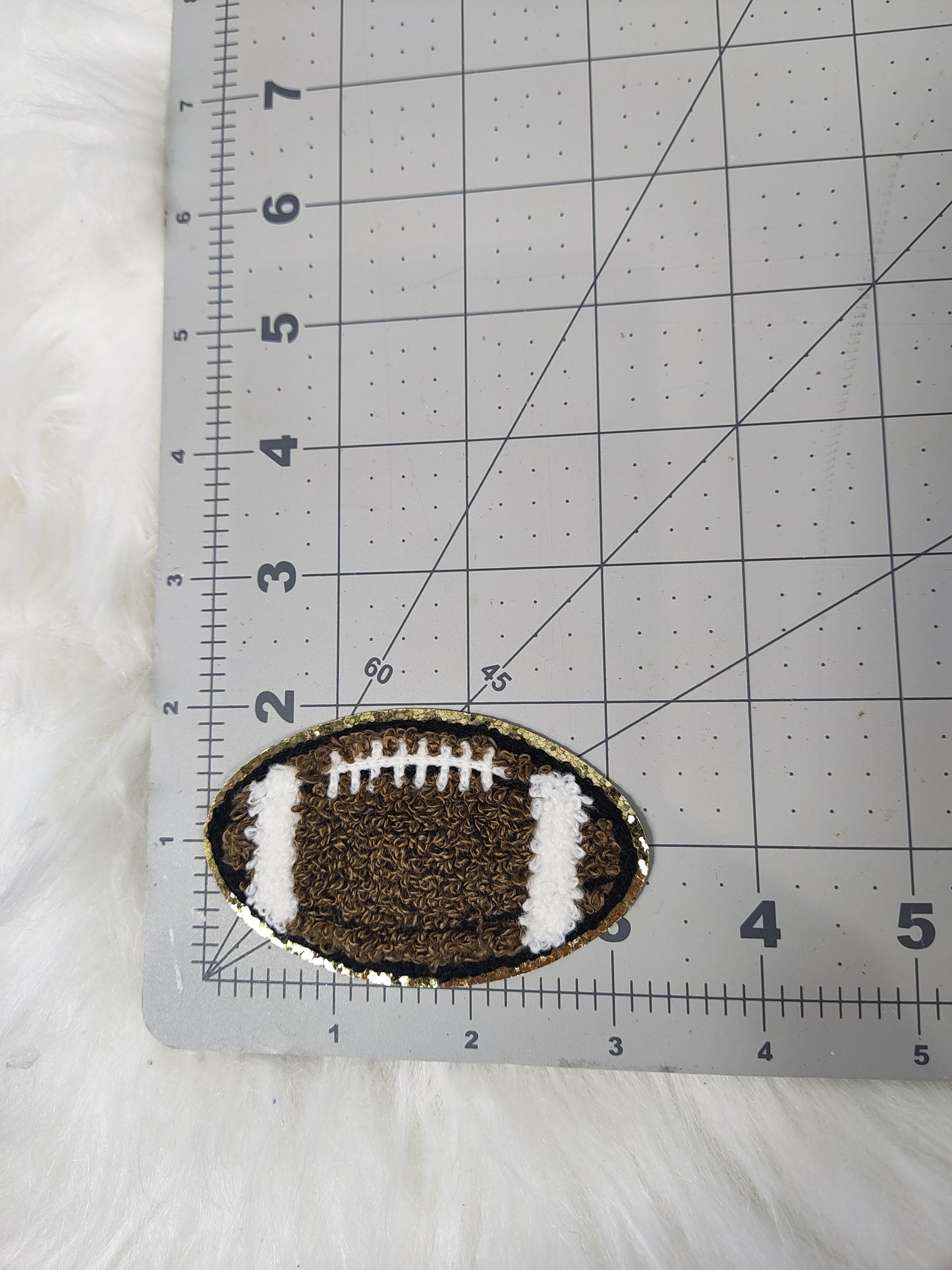 Football Chenille Gold Glitter Iron On Patch