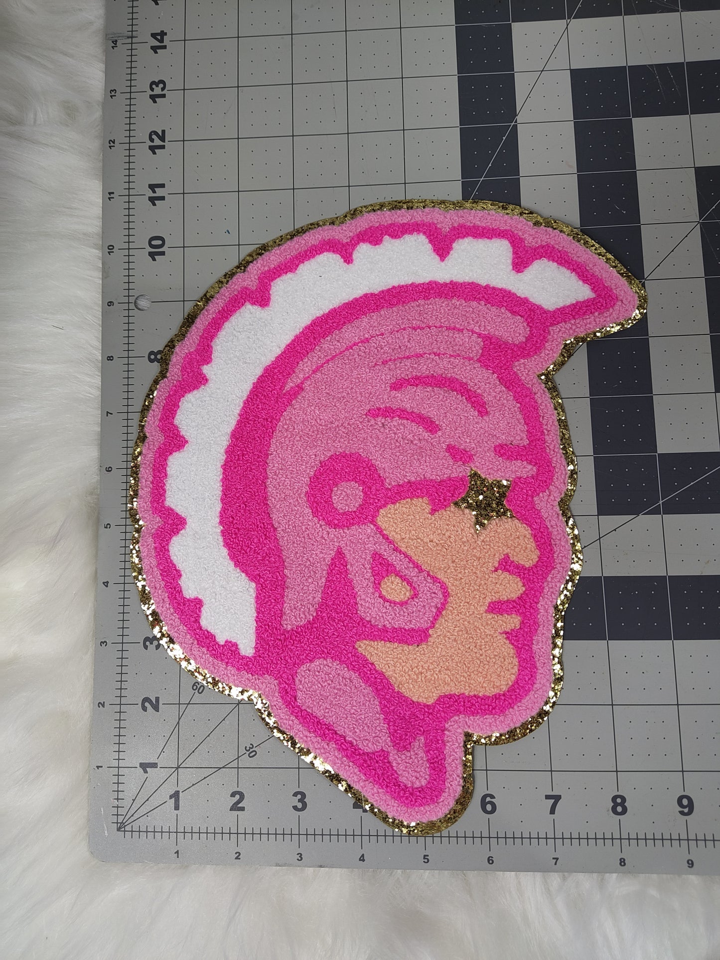 Preppy Hot Pink Trojan Spartan Mascot with Star Eyes Large Chenille Iron-on  Patch – Scratch Decor