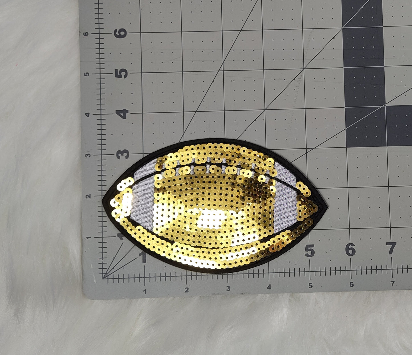 Large Gold Football Sequin Iron On Patch