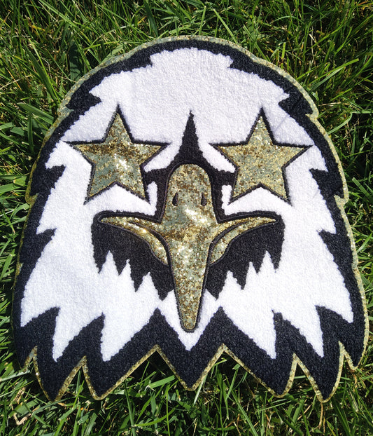 Black Eagle Mascot Large Chenille Iron-on Patch