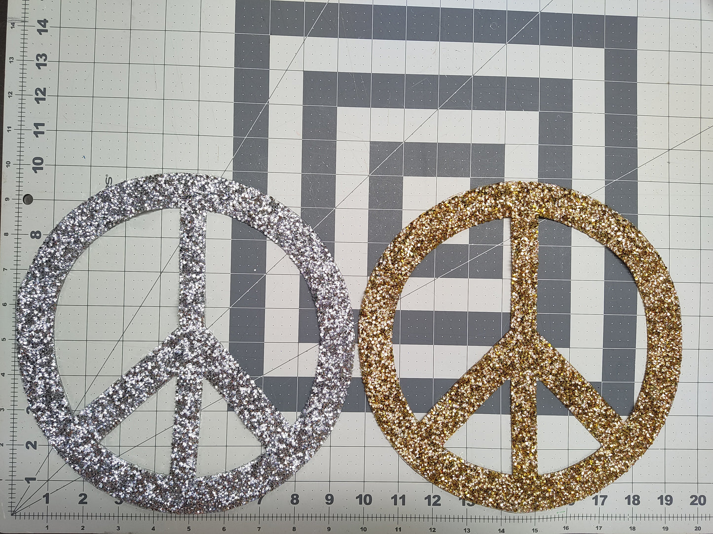 Large Rhinestone Peace Symbol Iron-on Patch