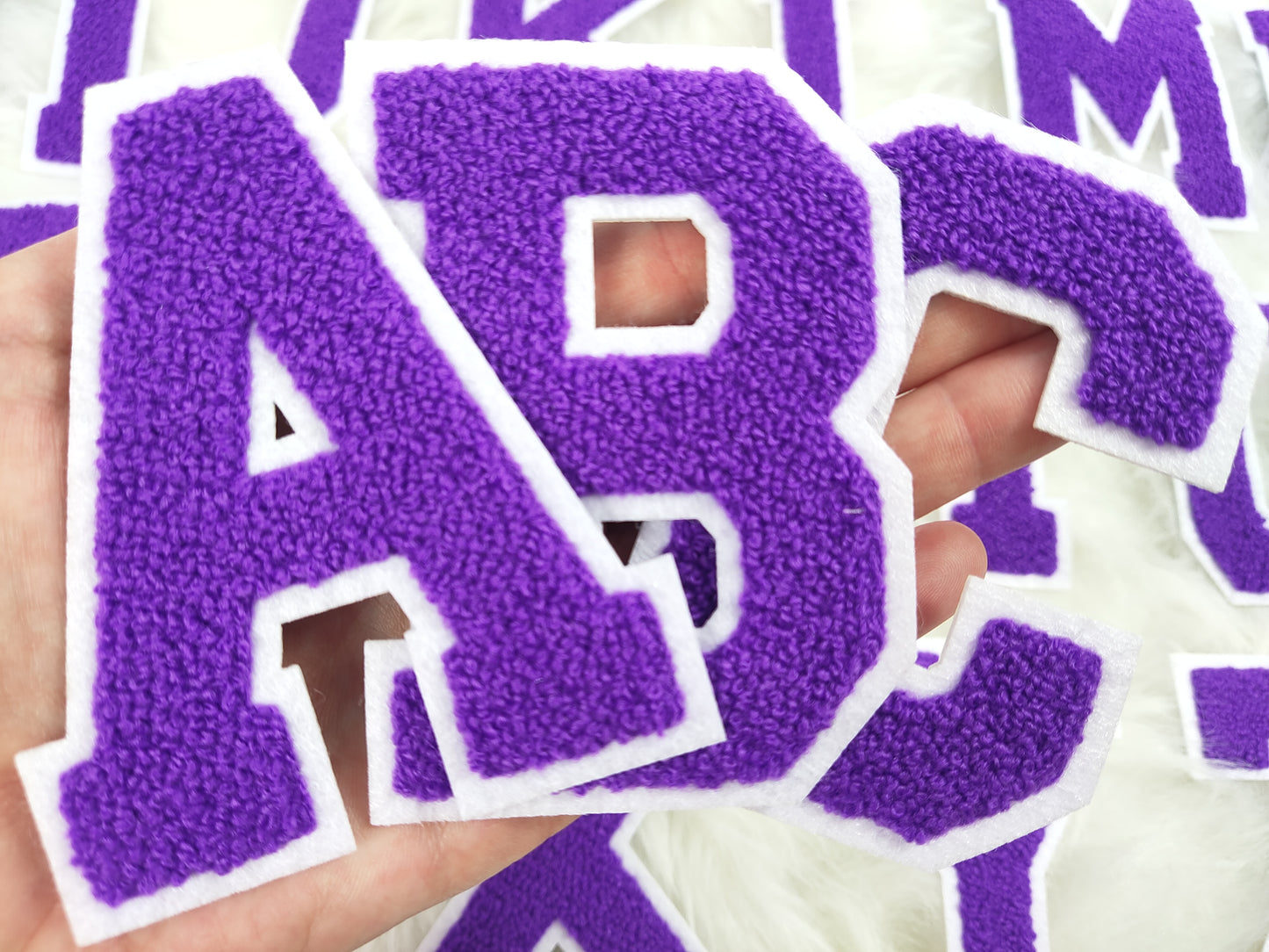 Purple Chenille on Felt Iron On Letter Patches – Scratch Decor