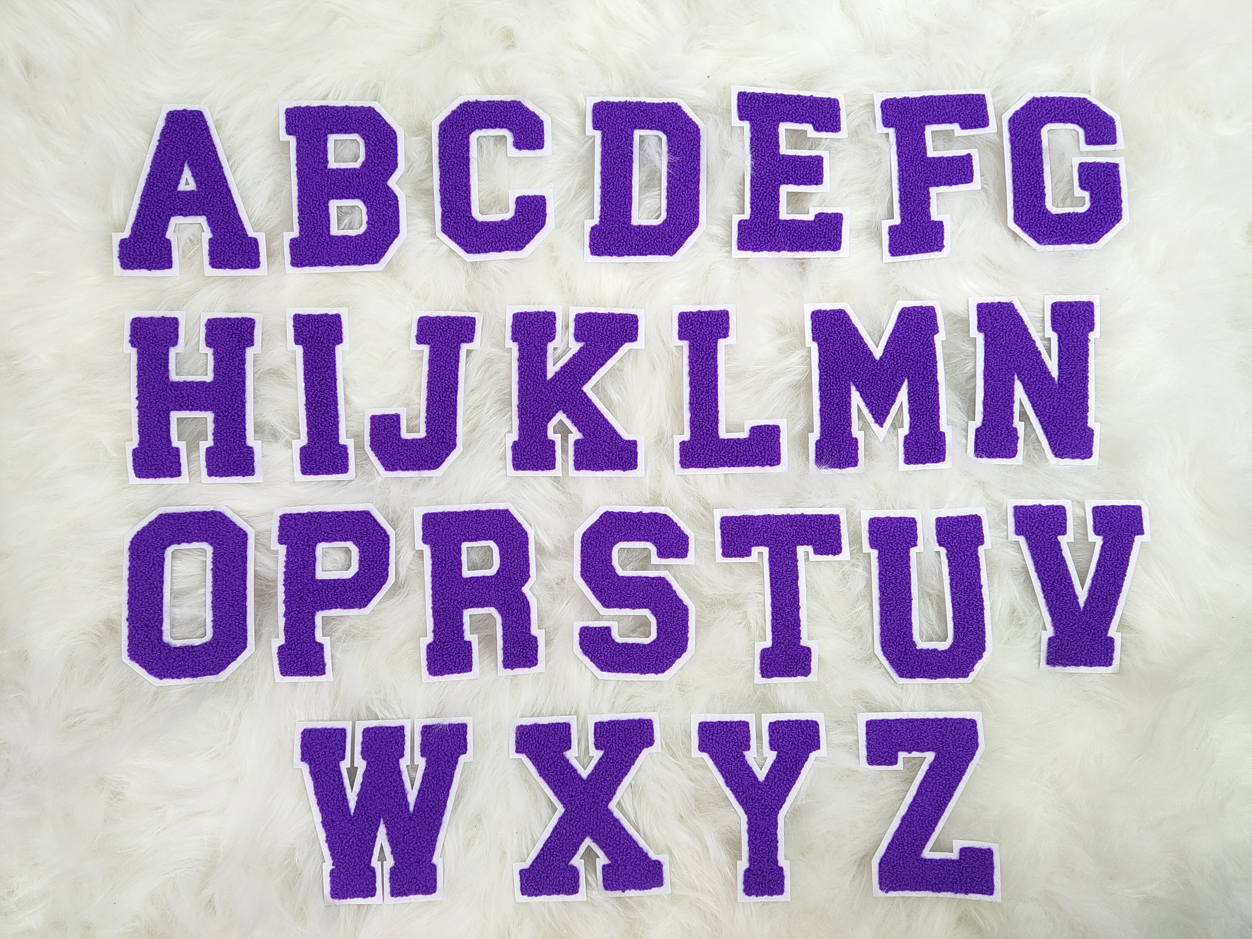 Purple Chenille on Felt Iron On Letter Patches – Scratch Decor