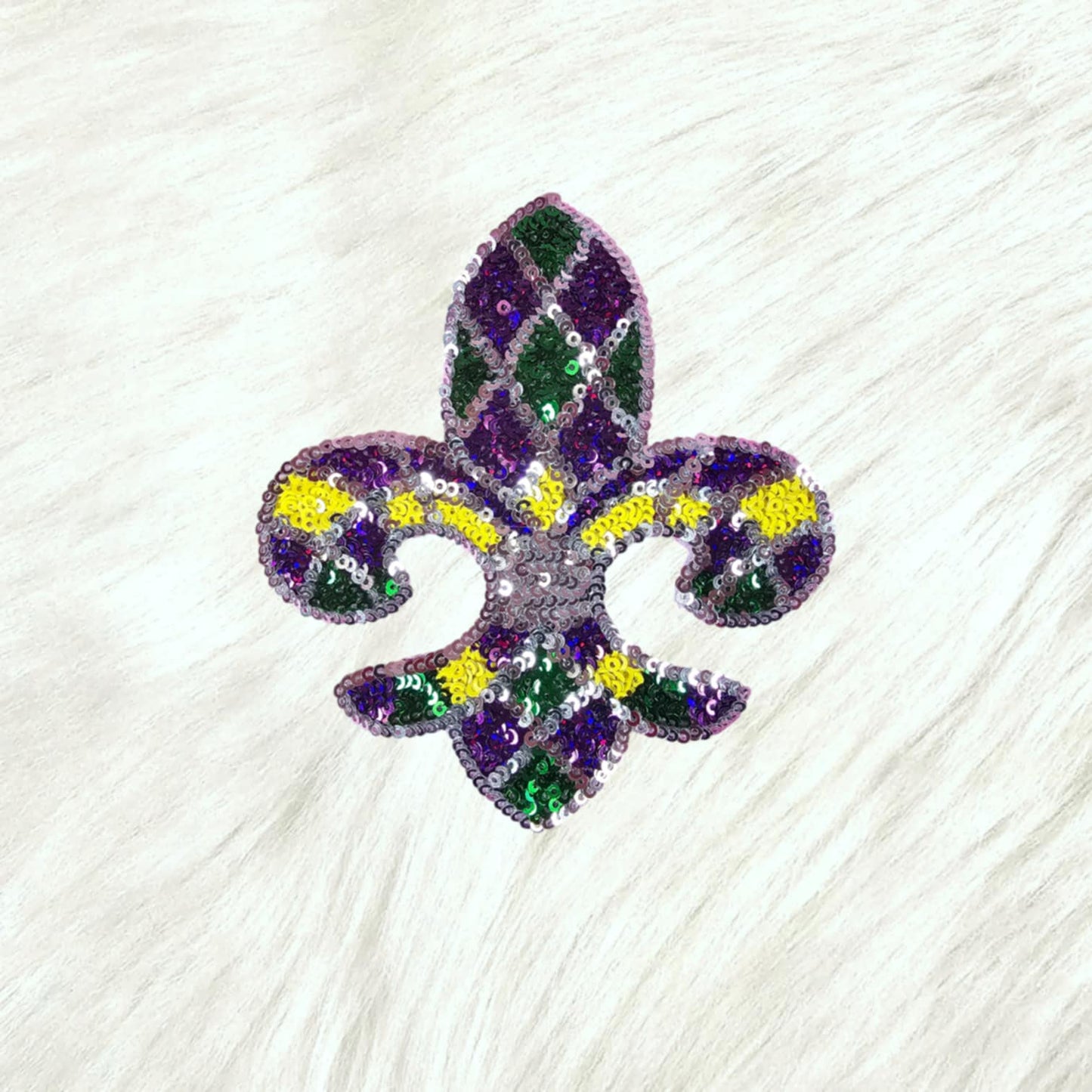 Fleur De Lis Mardi Gras Sequin Iron On Patch