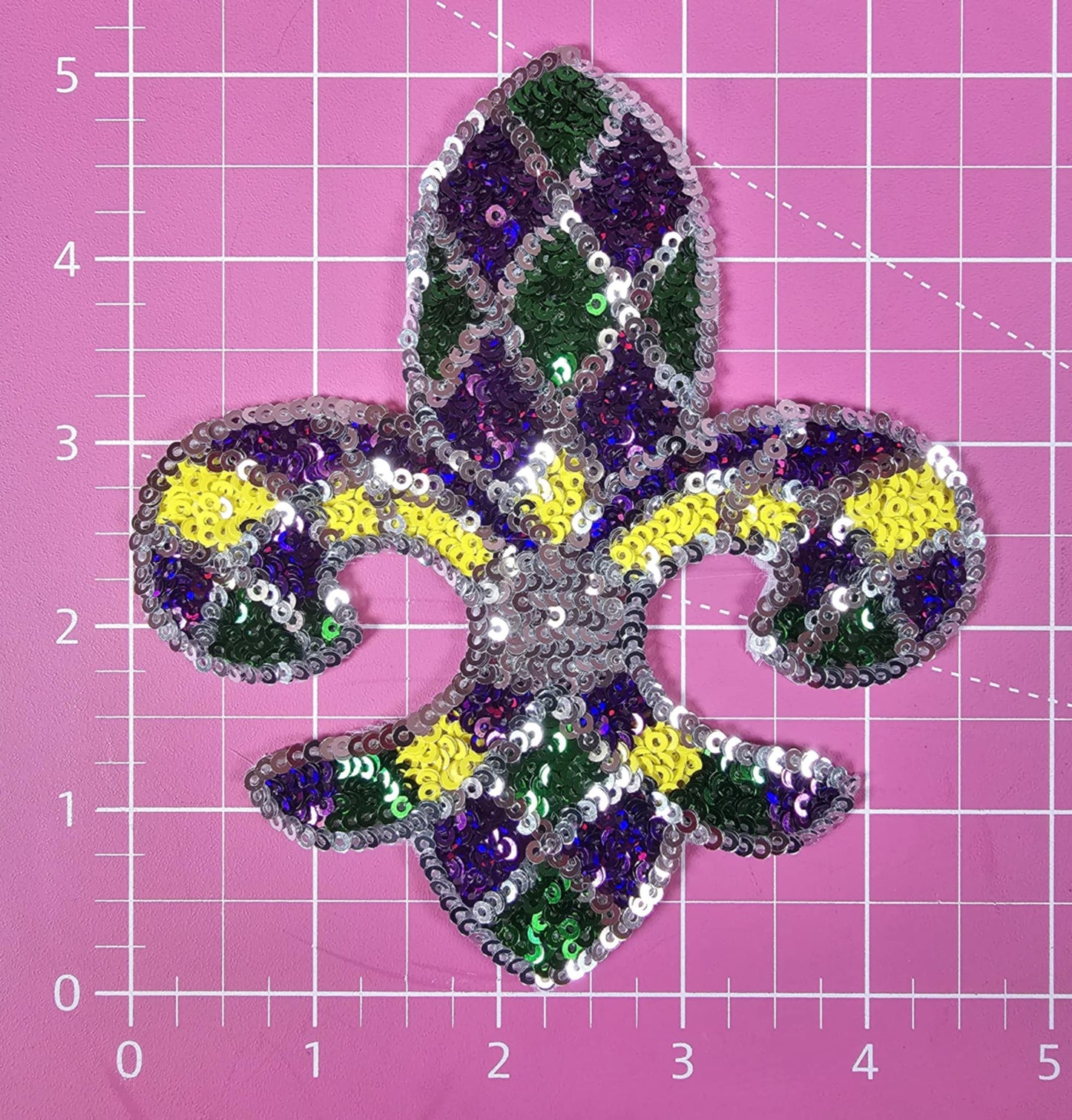 Fleur De Lis Mardi Gras Sequin Iron On Patch