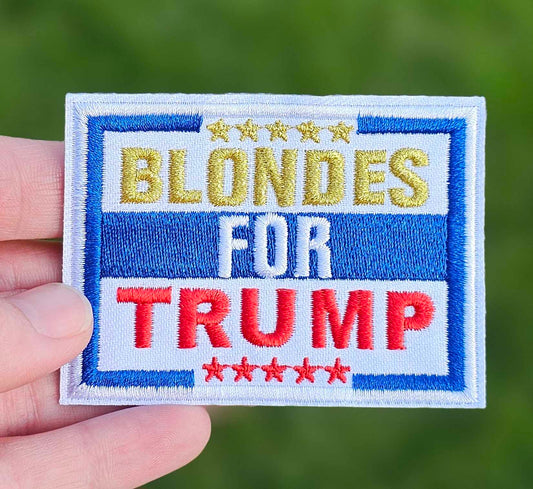 'Blondes For TRUMP' Woven Embroidery Iron On Patch