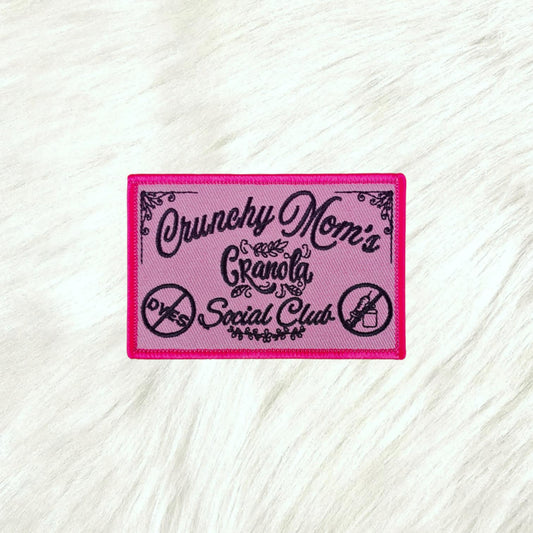 Crunchy Moms Social Club Embroidery Iron On Patch