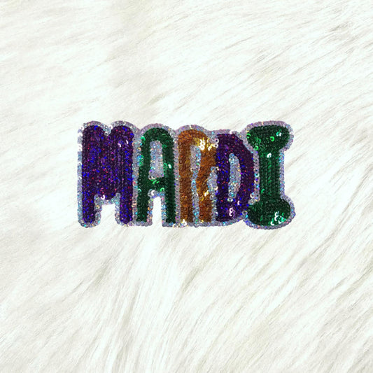 Mardi Gras Letters Sequin Iron On Patch