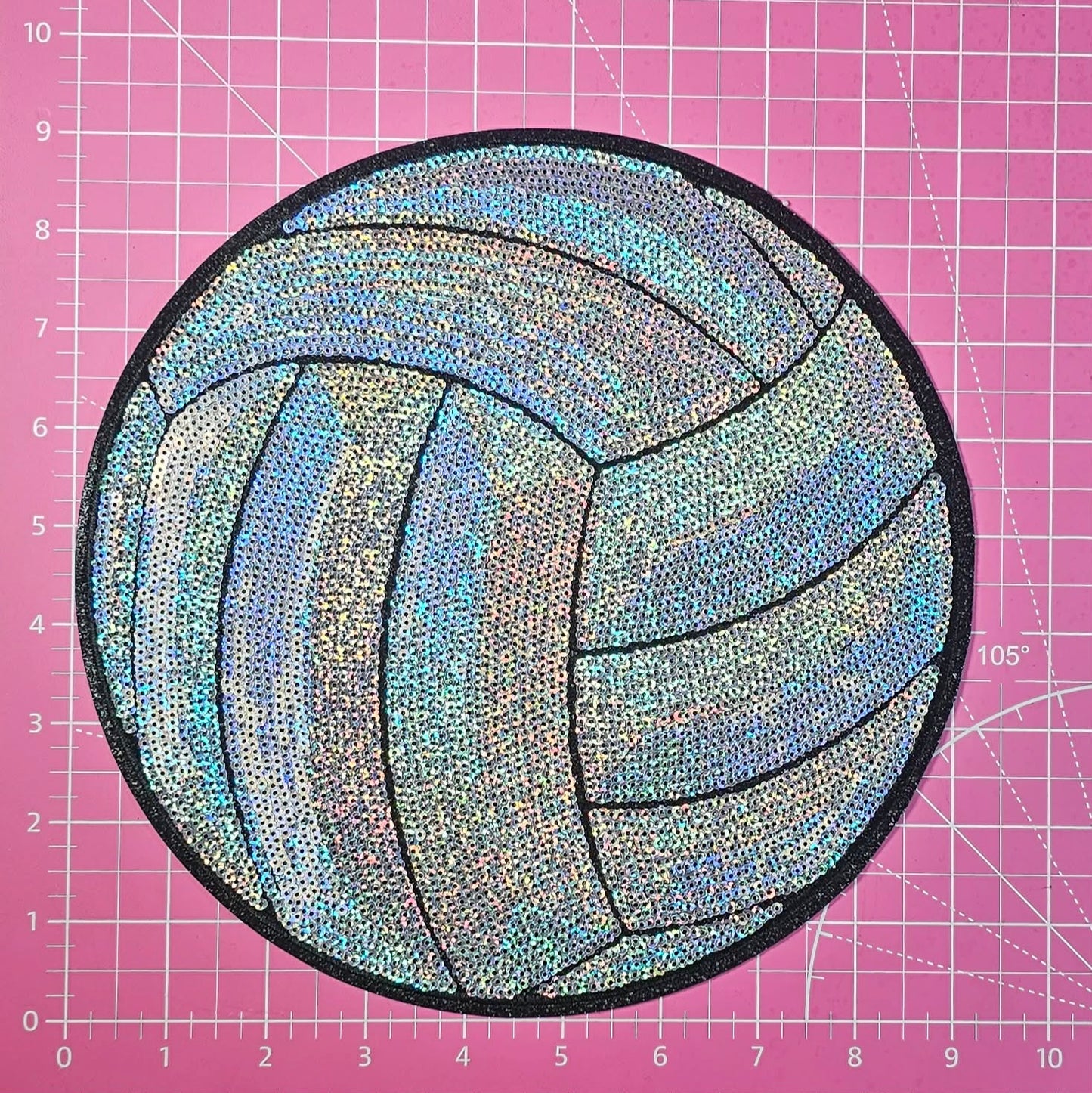 Volleyball Sequin Large Iron On Patch