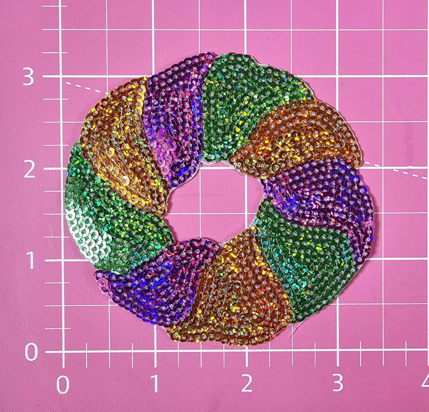 Sequin King Cake Mardi Gras Iron On Patch