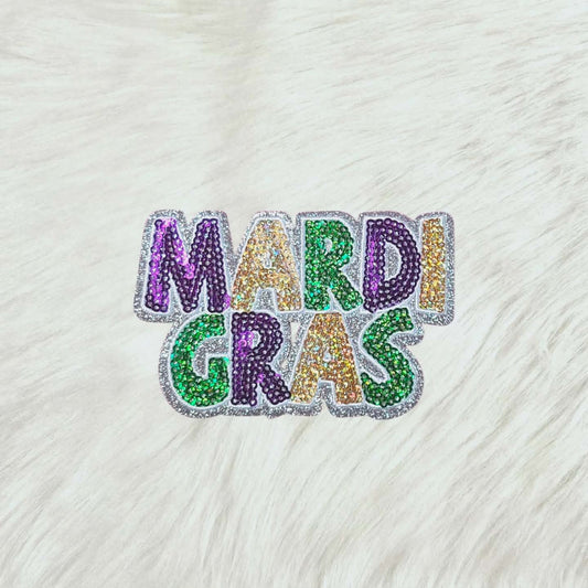 Mardi Gras Sequin Iron On Patch