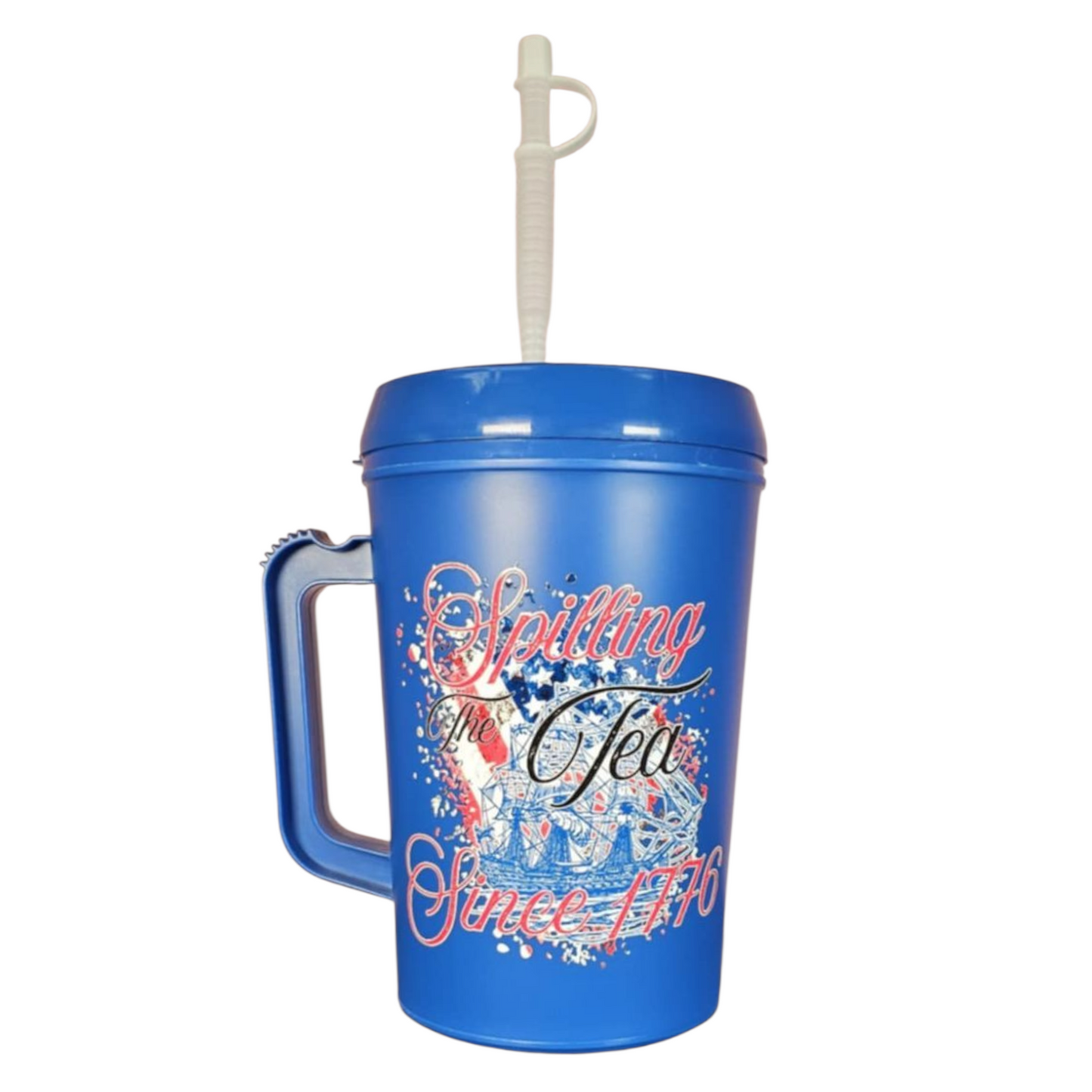 Spilling The Tea Since 1776 4th July HIP SIPS Mega Trucker Mug 34oz