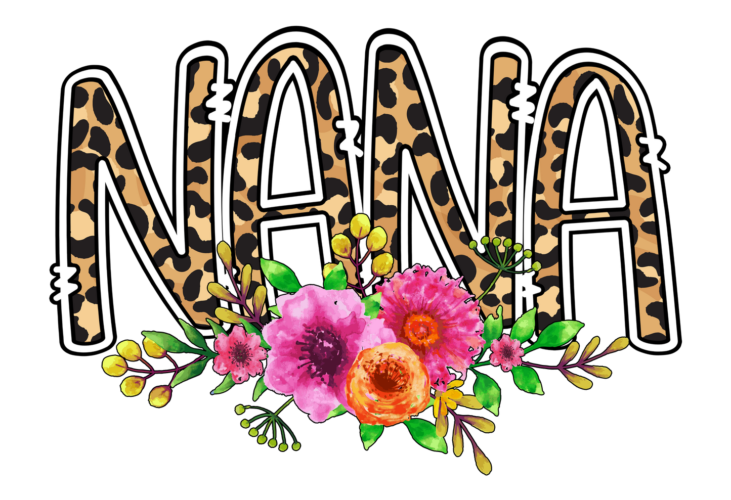 "NANA Cheetah Flowers" UV Transfers