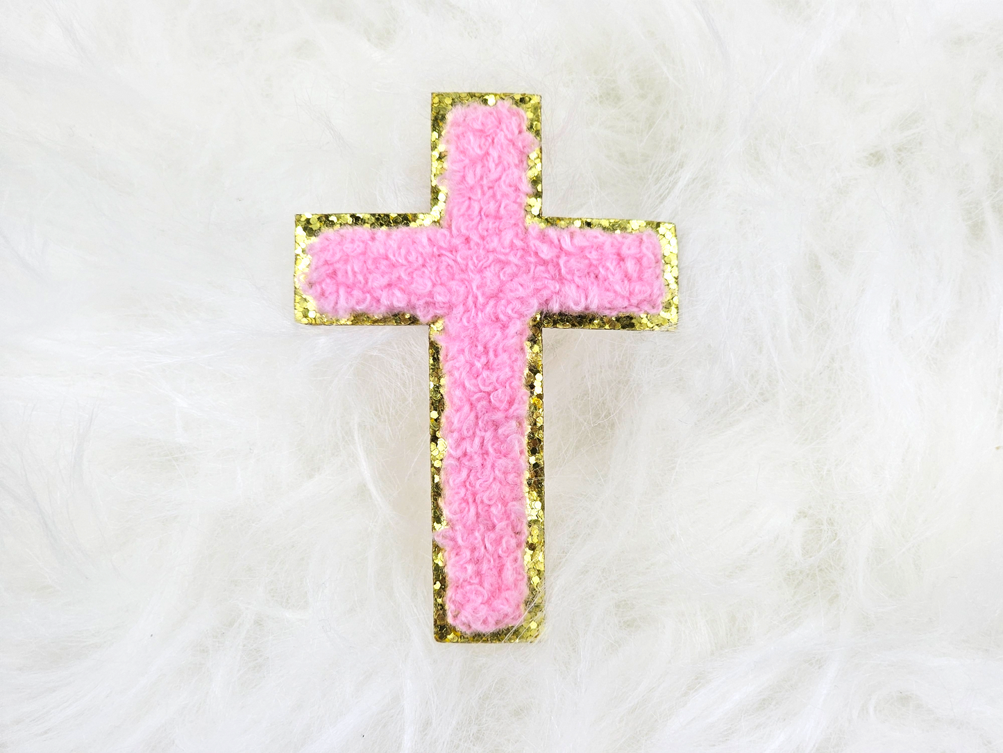 Cross Gold Glitter Iron On Patches
