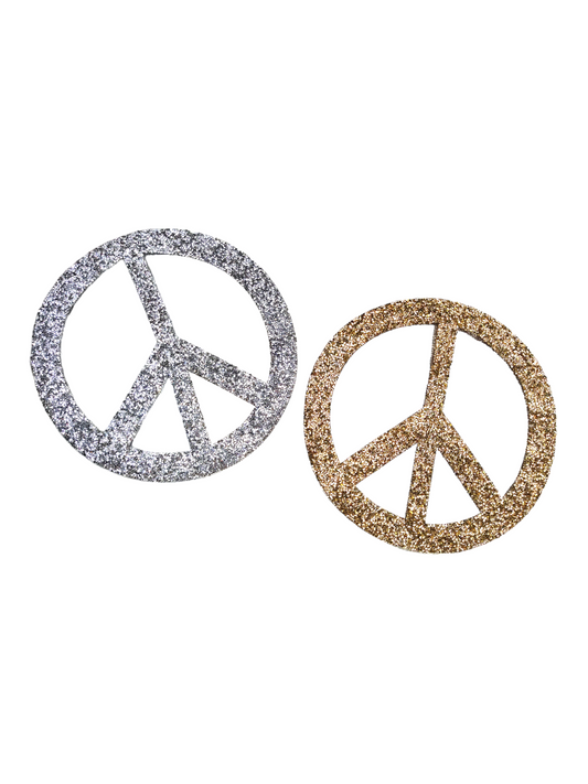 Large Rhinestone Peace Symbol Iron-on Patch