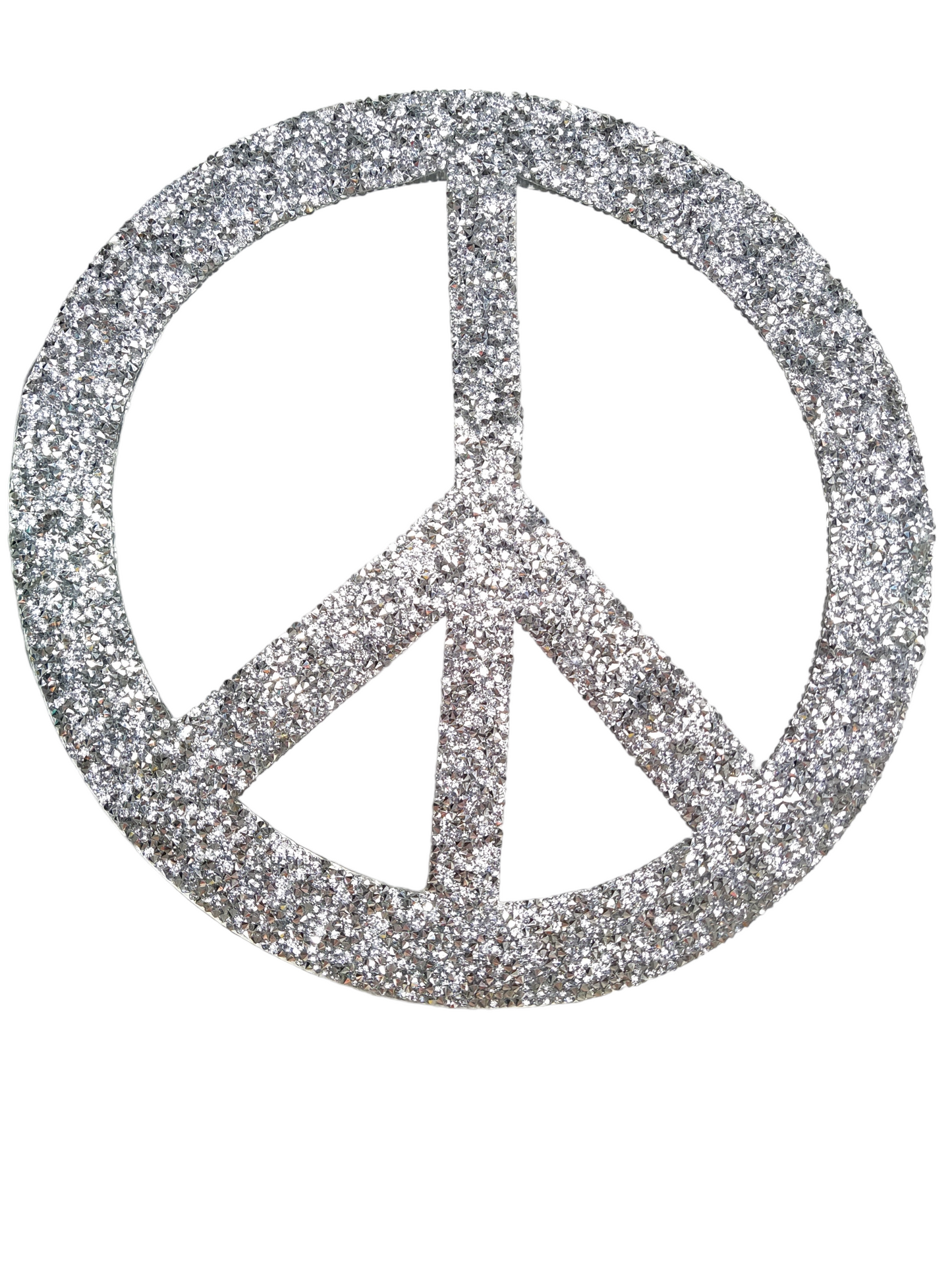 Large Rhinestone Peace Symbol Iron-on Patch