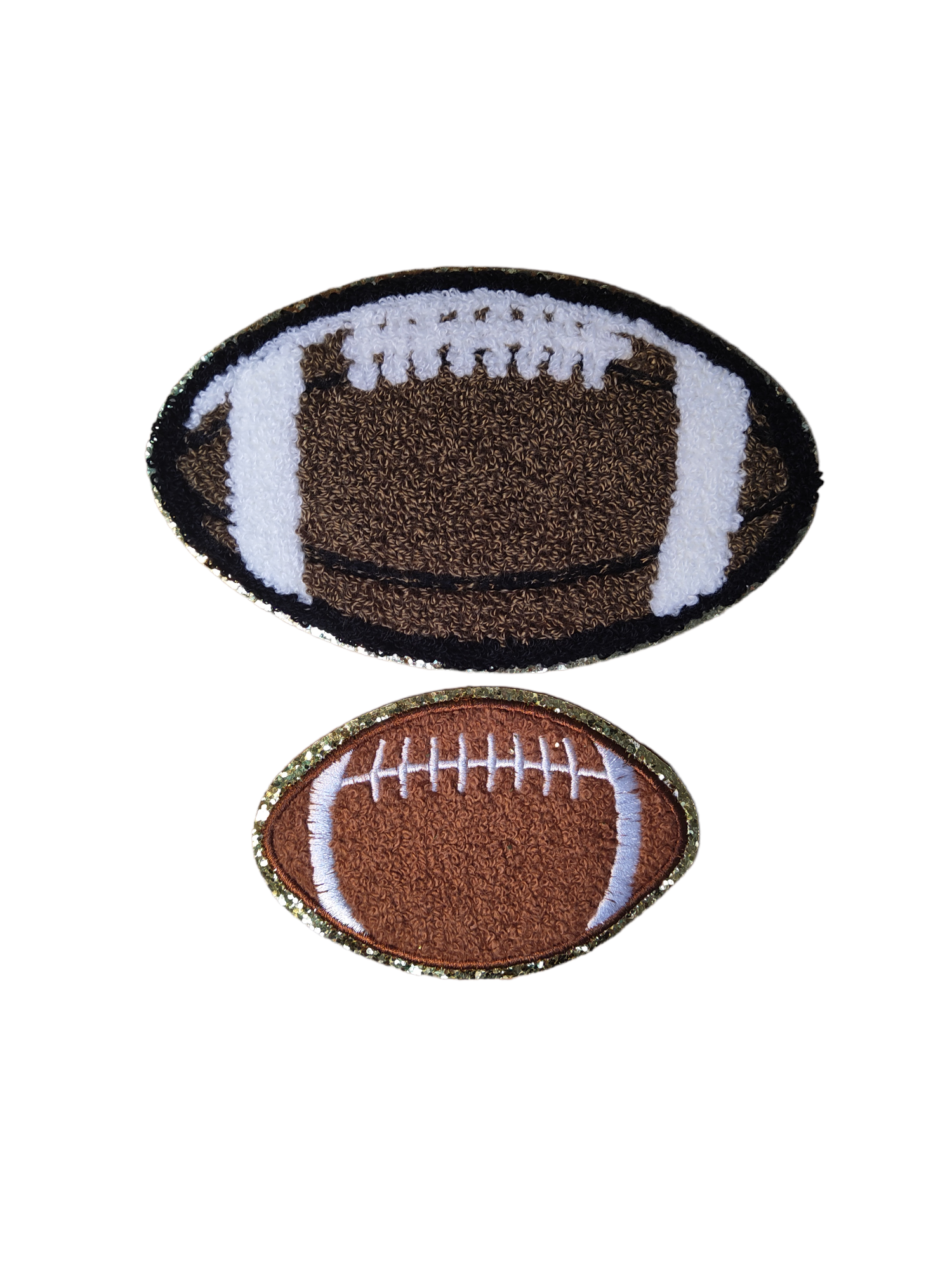 SaktopDeco 12 Pcs Football Patch Gold Edges Chenille Football Iron on Patches Football Embroidered Patches for DIY Clothing