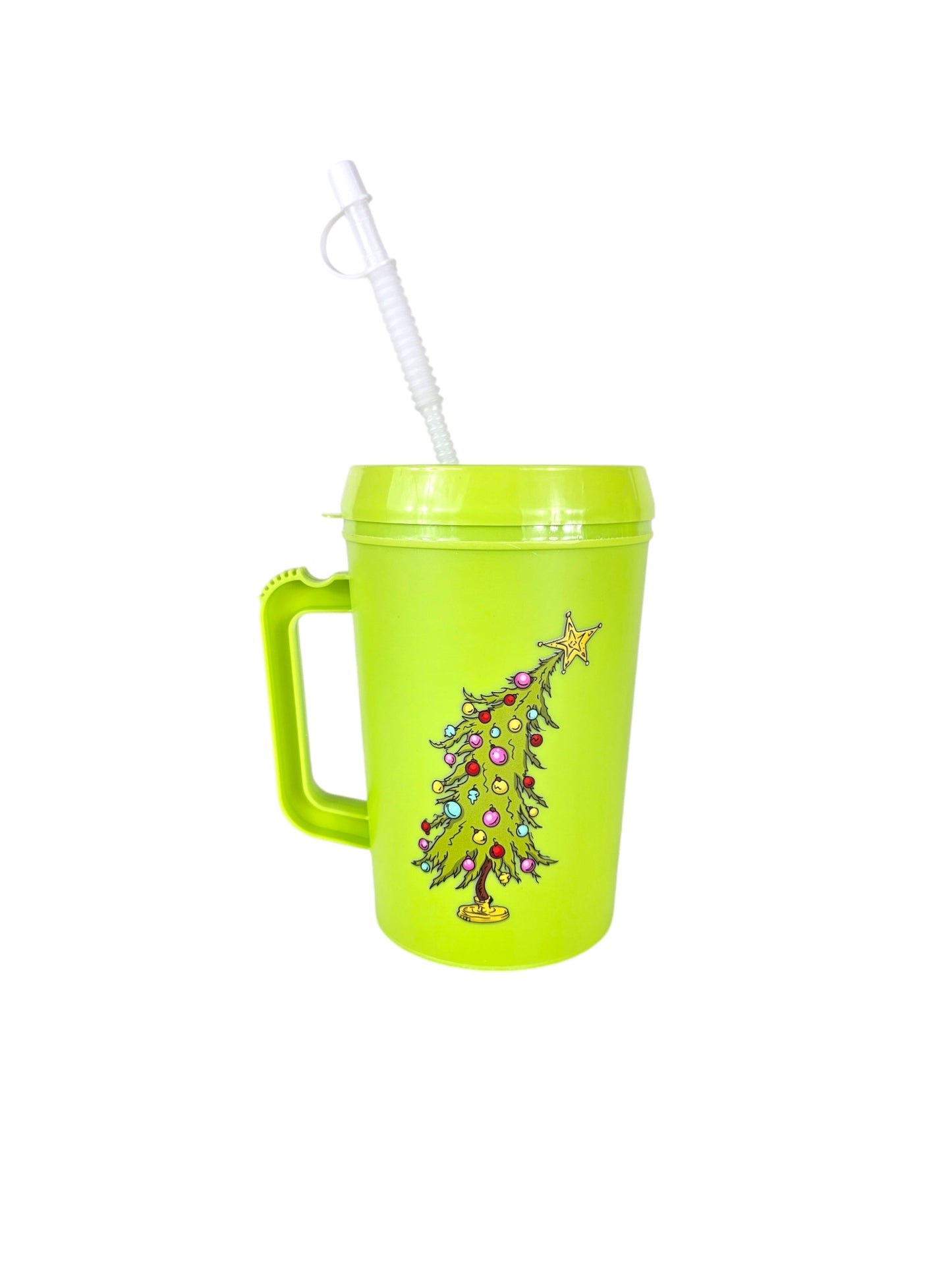 Mean Green Grinchy Crooked Christmas Tree Mega Trucker Mug 34oz