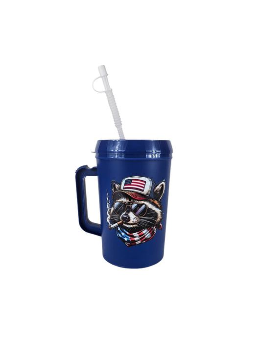 USA Raccoon Trashy Mega Trucker Mug 34oz