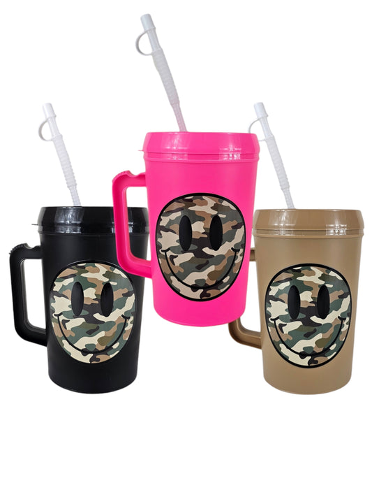 Camo Smile Face Mega Trucker Mug 34oz