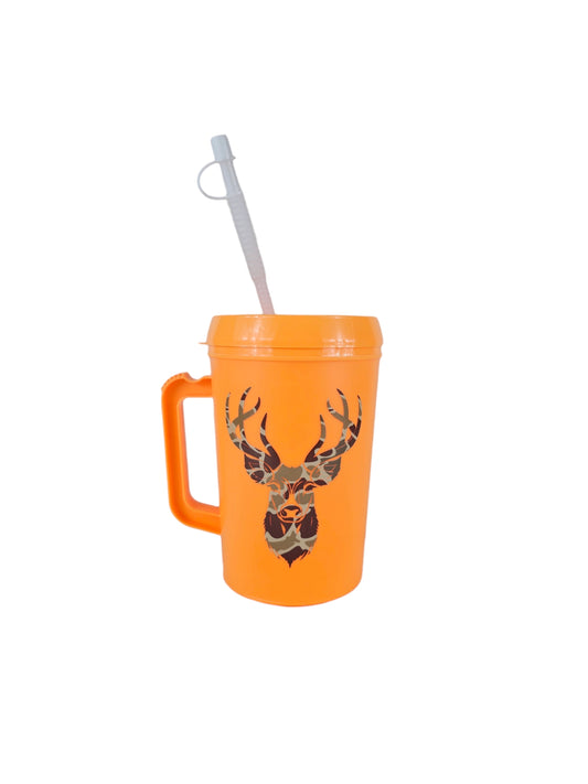 Camo Hunting Buck Deer Mega Trucker Mug 34oz