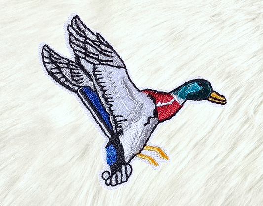 Duck Landing Grey Embroidery Iron On Patch